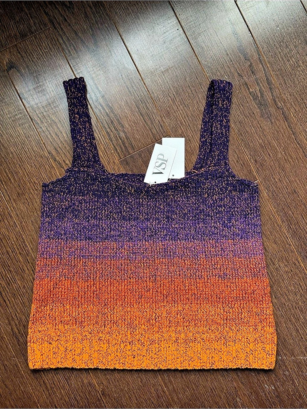 Oscar de la Renta Ombre Knit Tank Top Orange & Purple XS